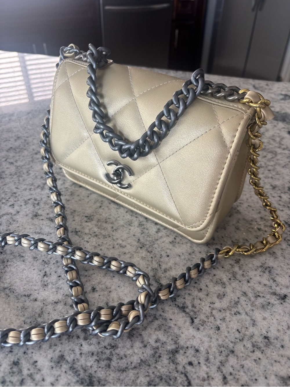 Chanel Designer Inspired - Golden Quilted Leather Crossbody Bag -